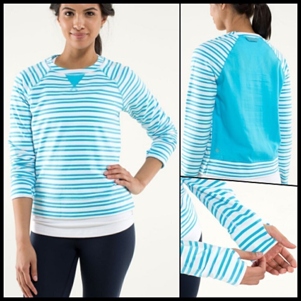 Lululemon Soft Lightweight Crewneck Sweatshirt Blue White 4